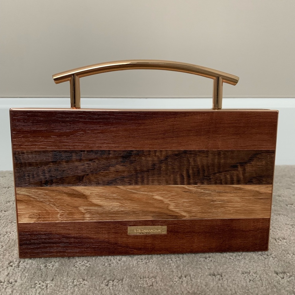 BCBG wooden clutch with chain strap